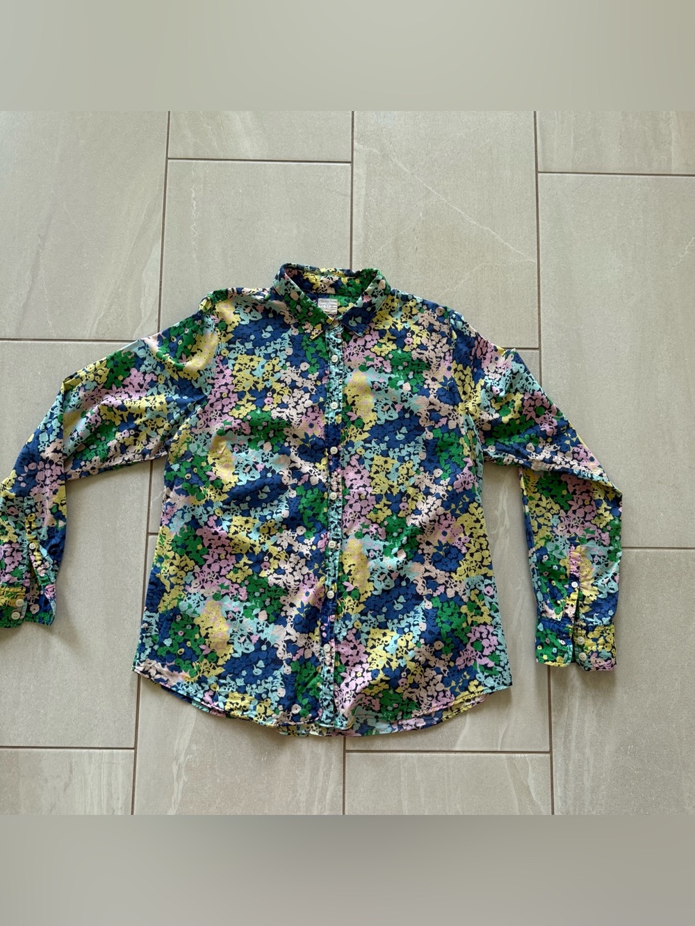 J.Crew Floral Button Down Shirt Women L Oversized Cotton Colorful - Picture 3 of 9